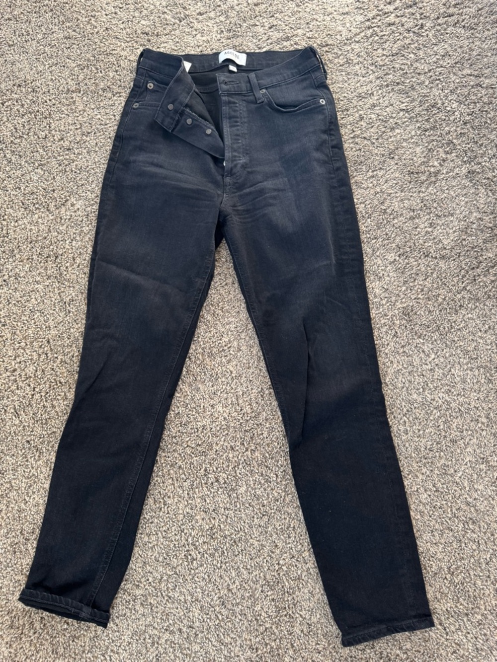 Agolde Black Button-Fly High-Rise Jeans